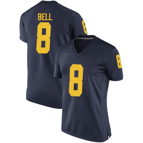 Ronnie Bell Michigan Wolverines Women's NCAA #8 Navy Game Brand Jordan College Stitched Football Jersey NNM7854RD